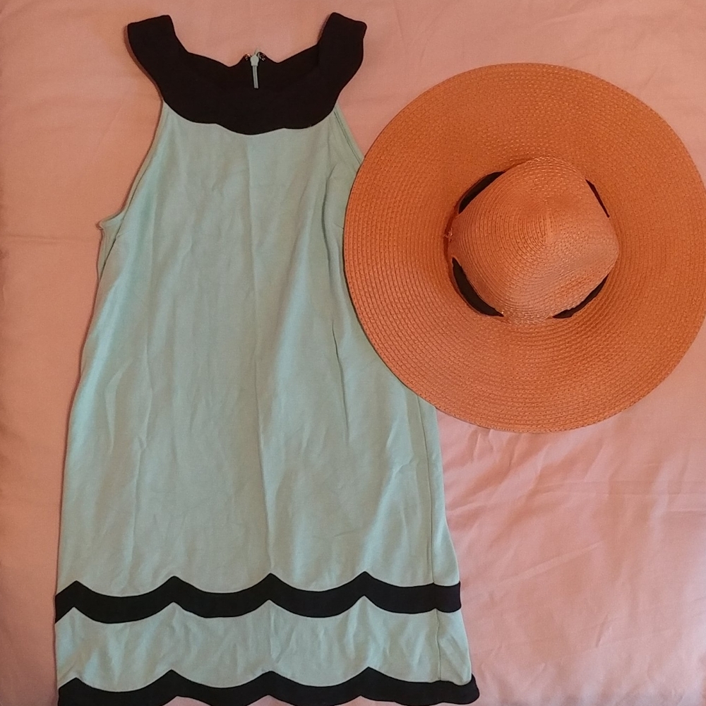 Crown and Ivy Scallop Mint & Navy Dress